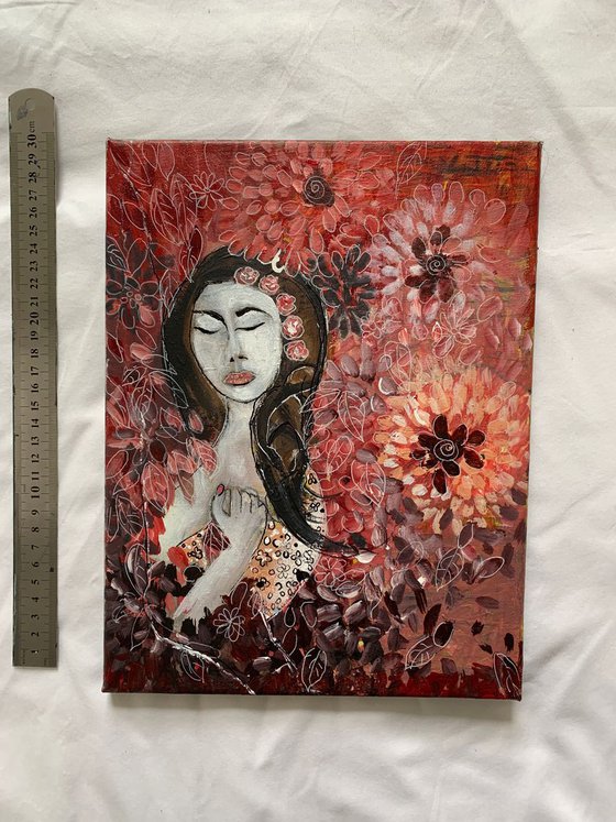 East Asian Portrait Woman Acrylic Painting Oriental Inspired Beautiful Gift Ideas Artfinder Wall Decor Artwork on Canvas Paintings Wall Art