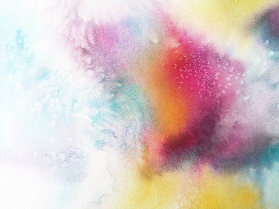 Abstract floral watercolor painting "Rainbow flowers"