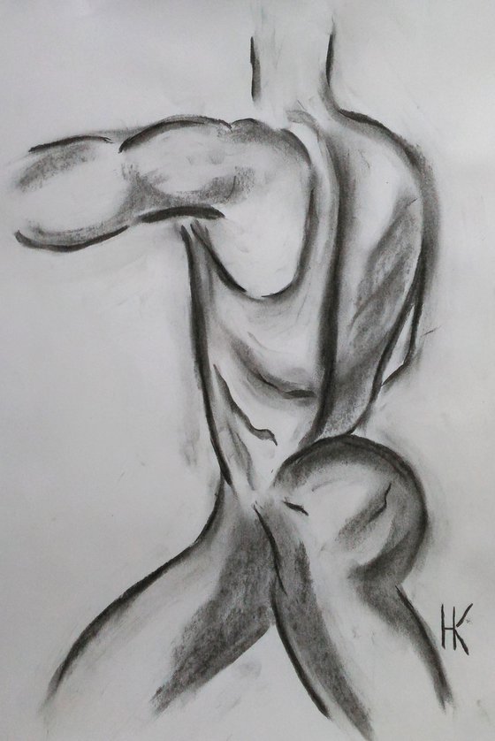 Man Nude charcoal artwork