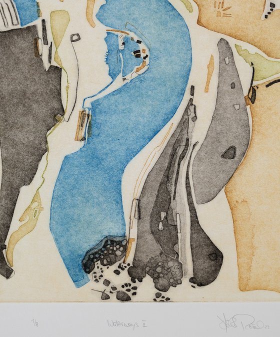 Heike Roesel "Waterways"2, etching, edition of 8 in variation