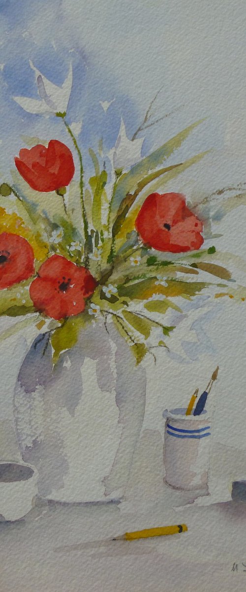 Still Life with Poppies by Maire Flanagan