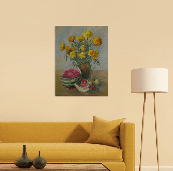 Still life with watermelon