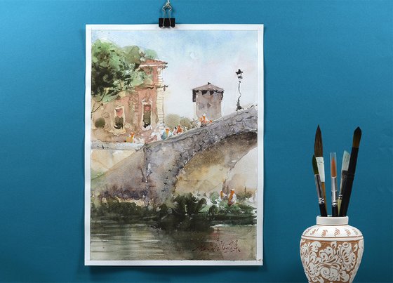Rome Watercolor Landscape