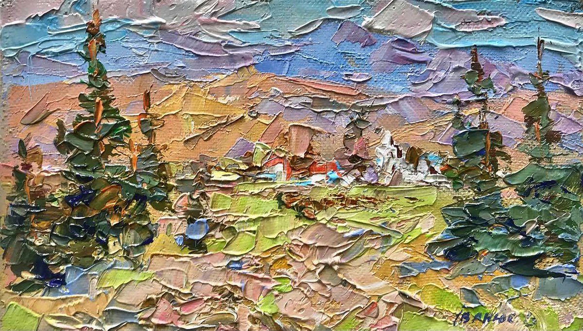 Impressionistic Landscape Oil Painting By Kalenyuk Alex, 10 X 6", Memories Of The Carpathians, Original Artwork