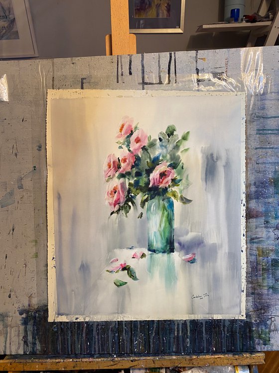 Watercolor “Still life. Peonies” perfect gift