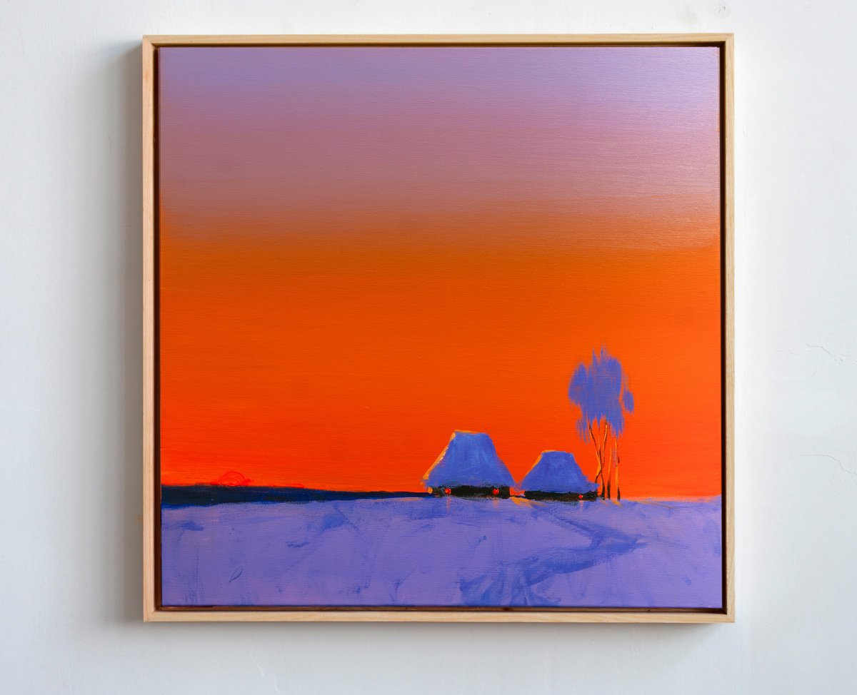  Winter Fire Sunset By Bohdan Katolyk, 22 X 22, Artwork For Sale On Artfinder