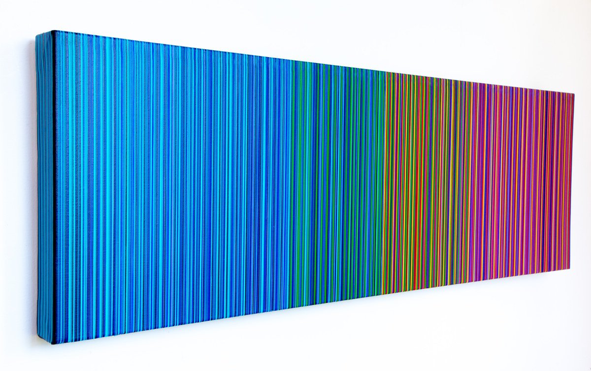 Abstract Acrylic Painting By Stefan Fierros, 35 X 12", Logical Progression - 57, Original Artwork