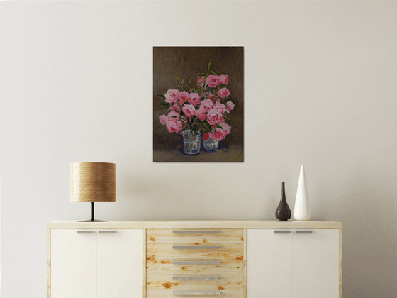 Vase of Pink Roses