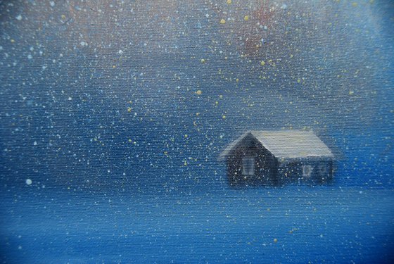 The snow storm and the little cottage
