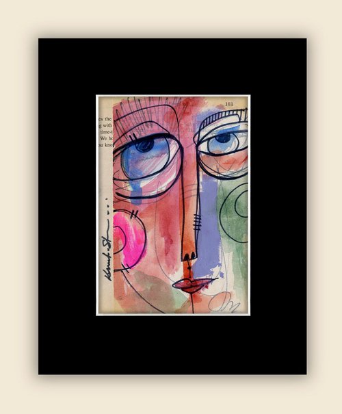 Funky Face 15 - Mixed Media Collage Painting by Kathy Morton Stanion by Kathy Morton Stanion