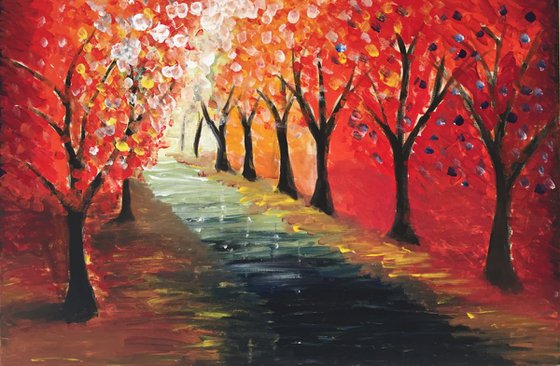RED AUTUMN TREES