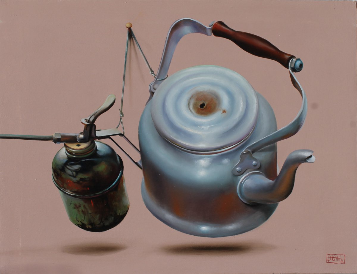 Still Life Oil Painting By Nicoletta Bagatti, 20 X 16", Stanlio &Amp; Ollio - Sospesi 1, Original Artwork