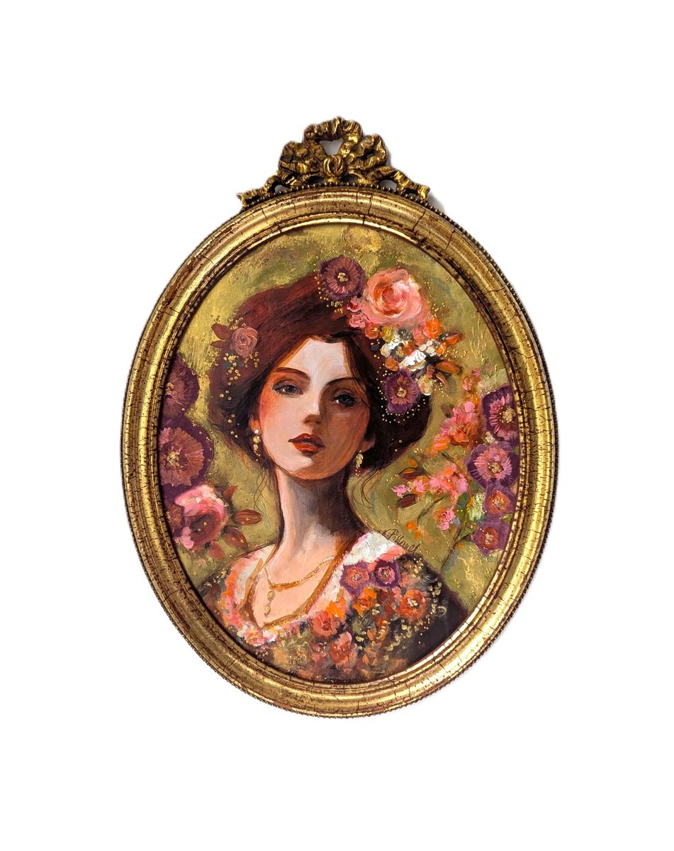 Illustrative Portrait Acrylic Painting By Loetitia Pillault, 11 X 15", The Delicatessen, Original Artwork