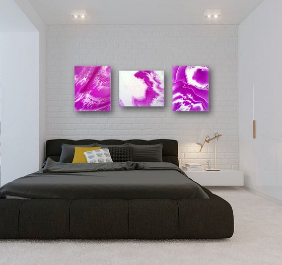 "Purple Haze" - SAVE as SERIES - Original Triptych, Abstract PMS Acrylic Paintings Series