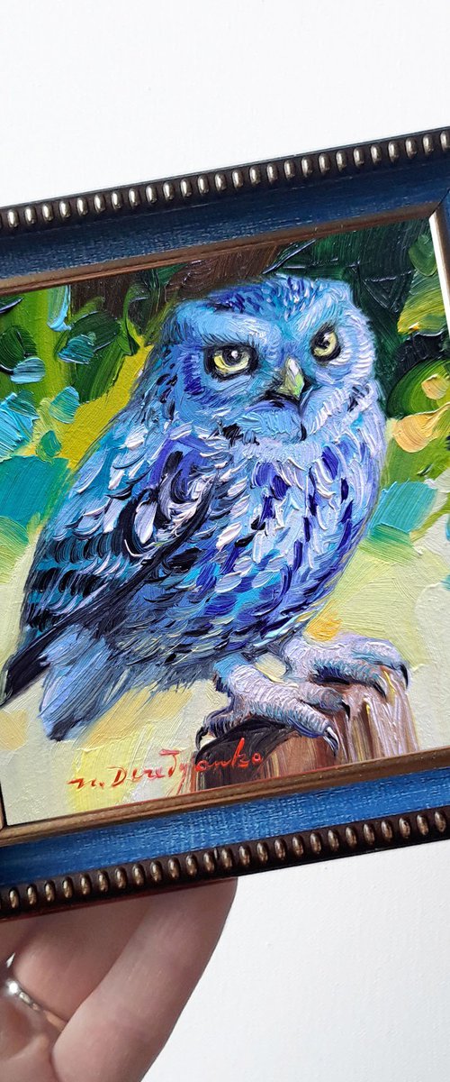 Owl bird blue by Nataly Derevyanko