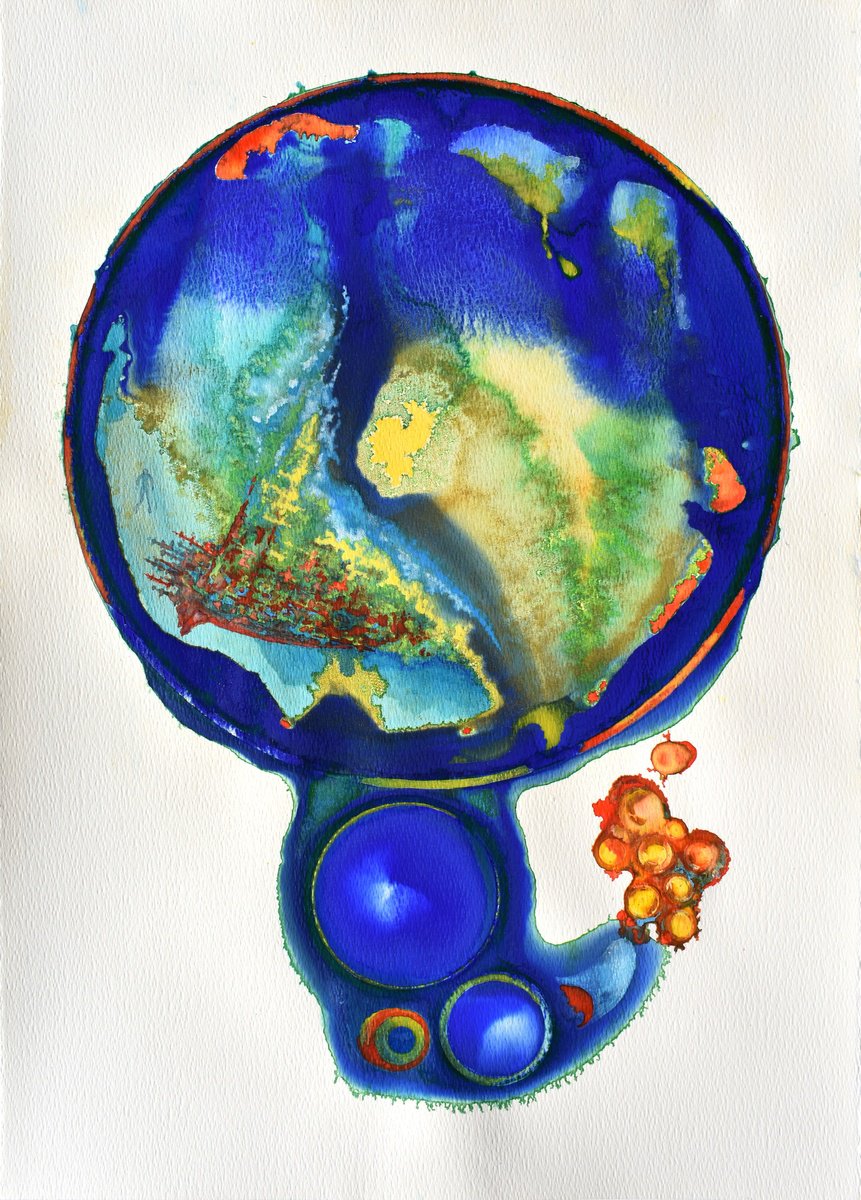 Abstract Acrylic Painting By Milena Nicosia, 21 X 29", Il Relitto, Original Artwork