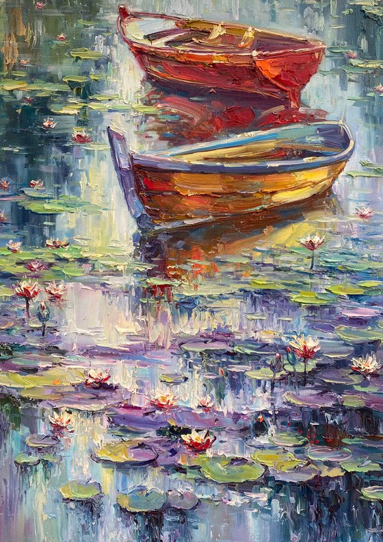 "Morning Water-Lilies"original oil painting by Artem Grunyka