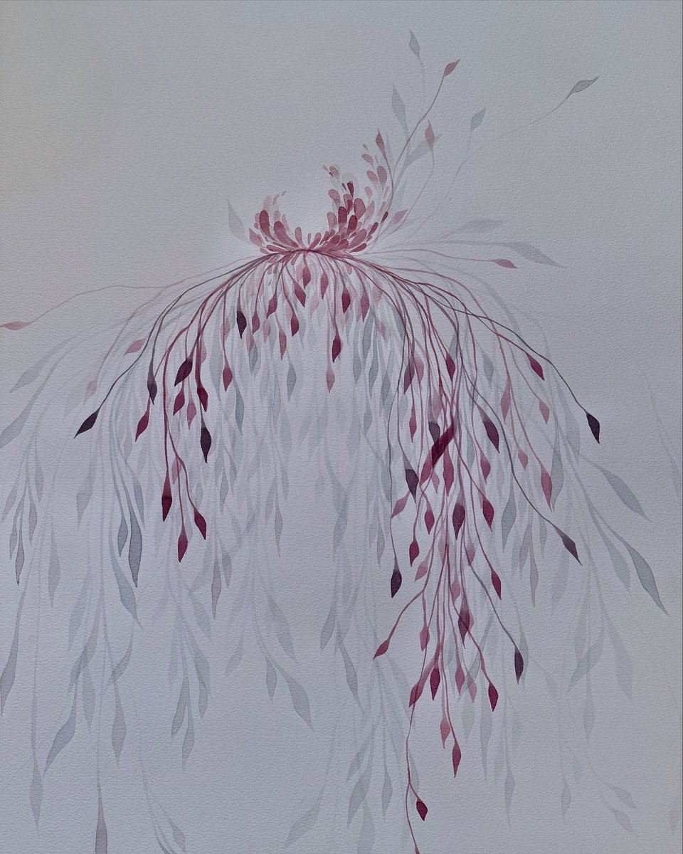 Organic Botanical Acrylic Painting By Shushanik Karapetyan, 22 X 30", Roots 5, Original Artwork