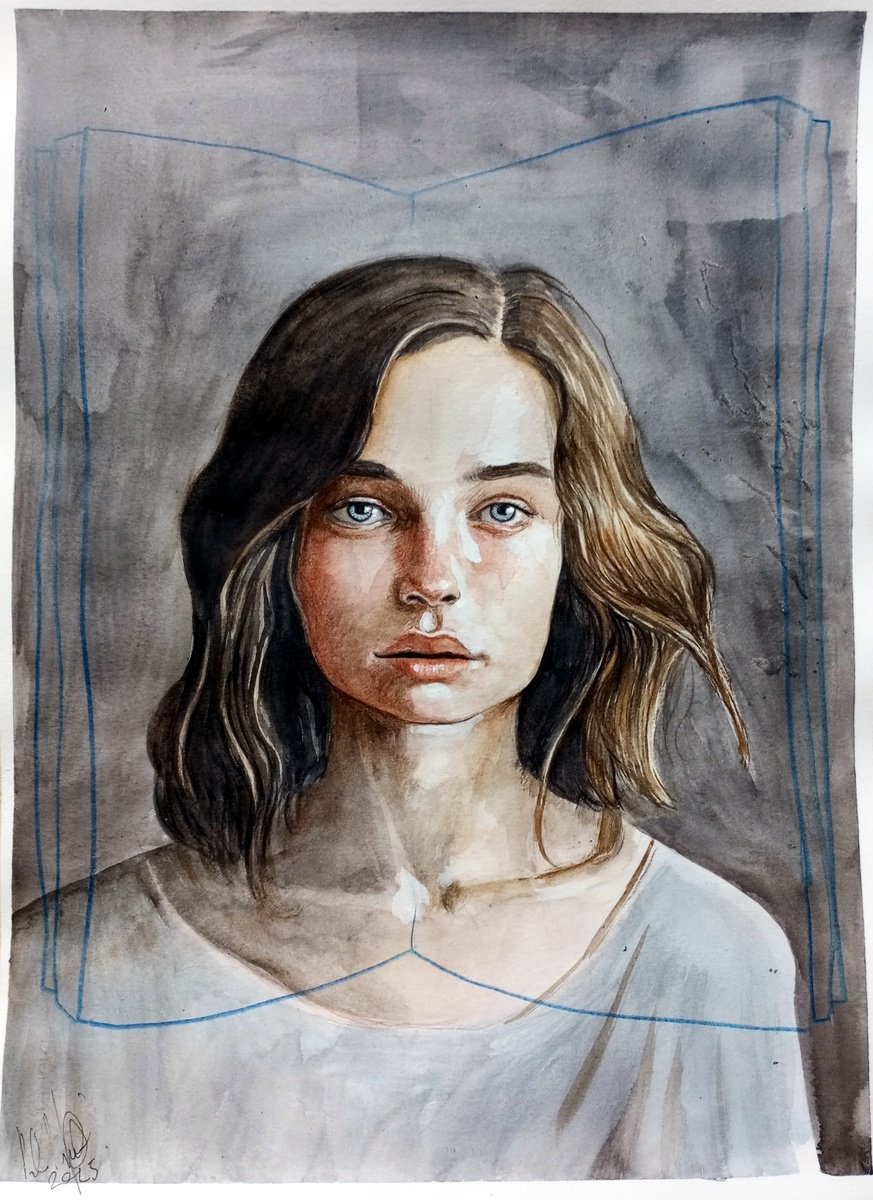 Illustrative Portrait Pastel Drawing By Paolo Beneforti, 9 X 13", Girl In A Book, Original Artwork