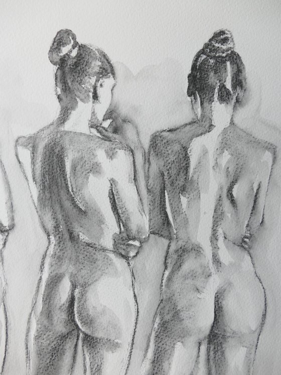 Standing female nude 3 poses