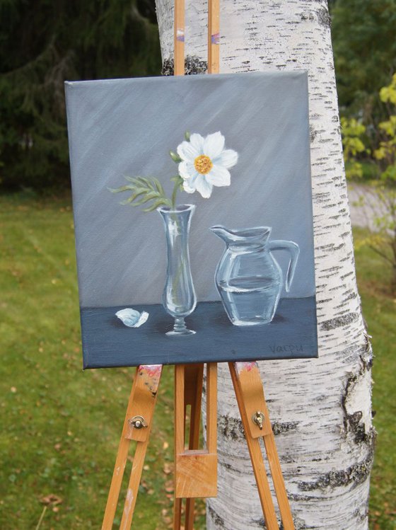 White flower in glass vase
