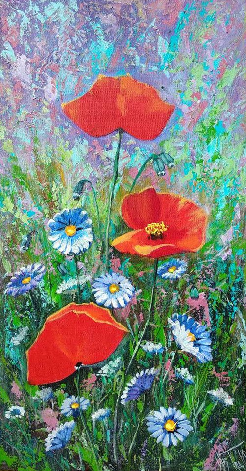 Bouquet of poppies and daisies by Ivan Todorov