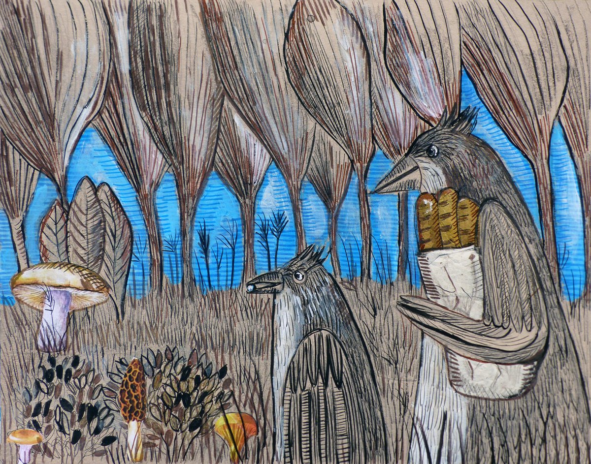 Surrealistic Painting , The Walk#3 By Elizabeth Vlasova, 14 X 11, Artwork For Sale On Artfinder