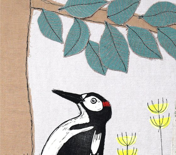 Woodpecker and Flowers
