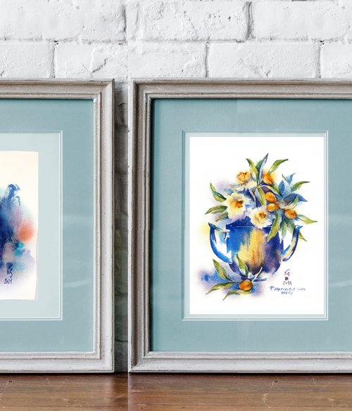 Diptych "Orange and Blue" by Ksenia Selianko