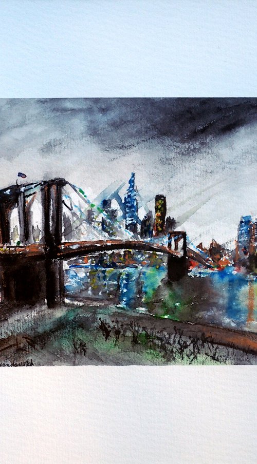 New York Skyline Watercolor by Ruslana Levandovska