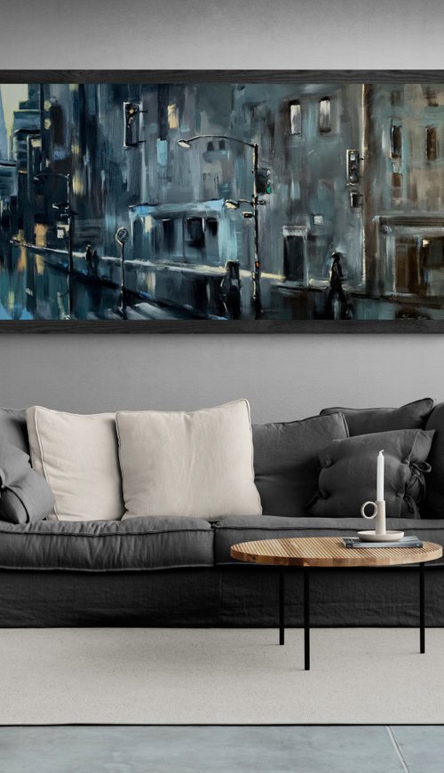 Huge painting - "New York" - big cityscape - expressionism - 2020 by Yaroslav Yasenev