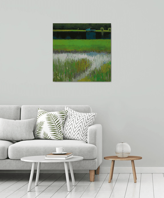 Grassy Waters Trails  30x30" 76x76cm Contemporary Art by Bo Kravchenko