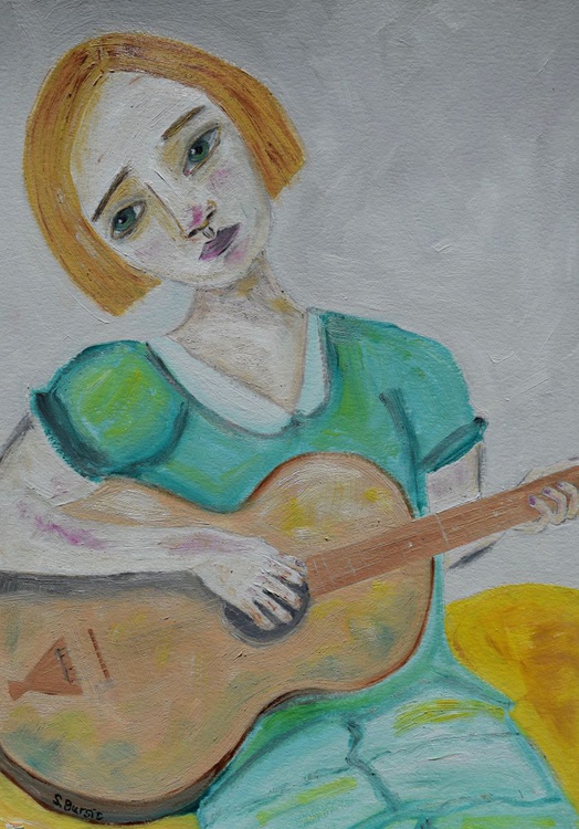 Guitar Girl Oil Painting By Sharyn Bursic Artfinder