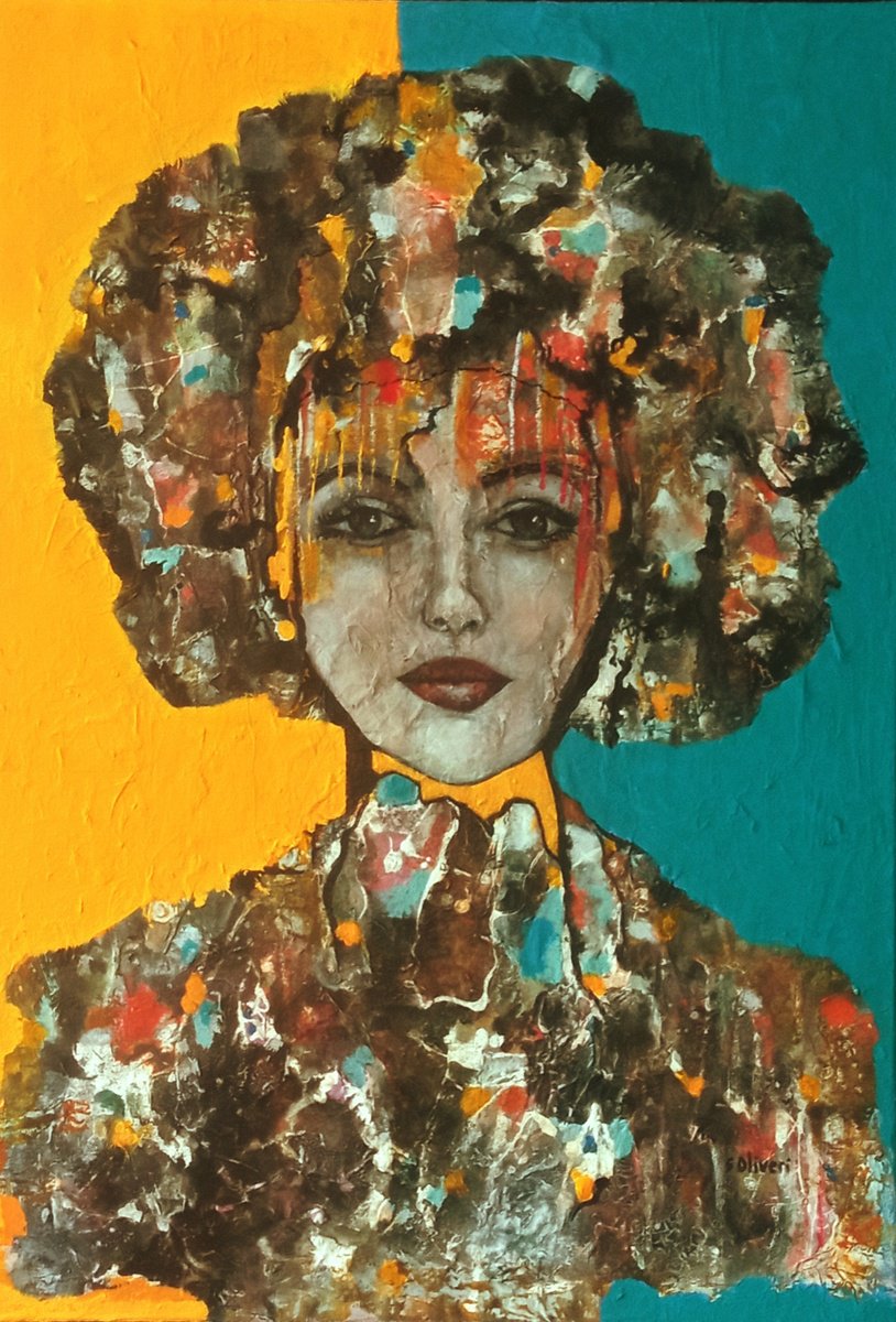 Expressive Portrait Acrylic Painting By Sylvie Oliveri, 28 X 39", Portrait Of Woman... Oksana, Original Artwork