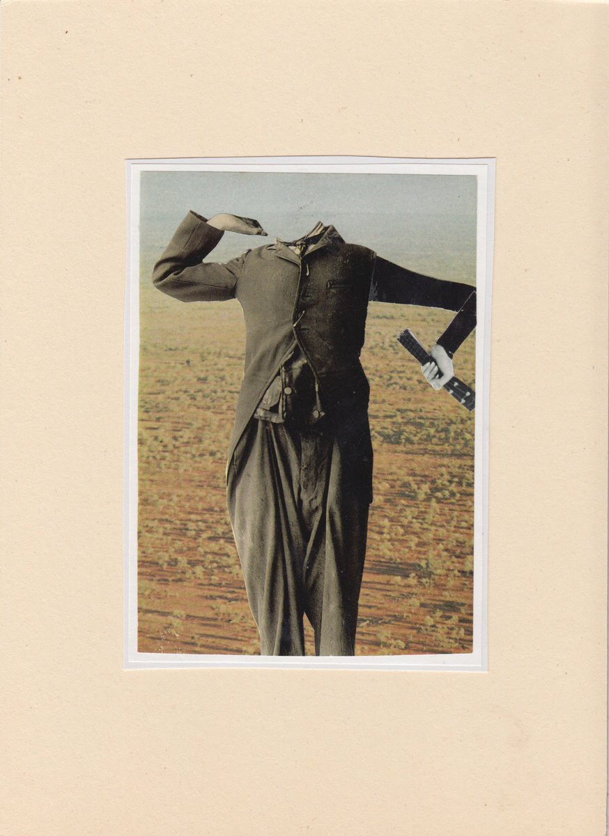 Surrealistic Portrait Collage By Jon Garbet, 6 X 9, American Shot On Mars, Original Artwork