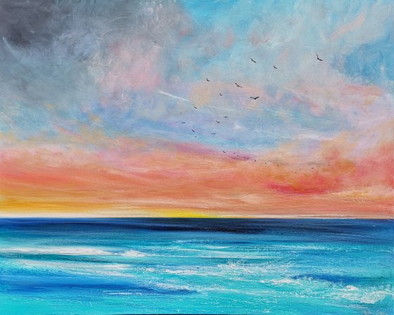 Fresh Dawn - Cornish Seascape, Art, Skyscape