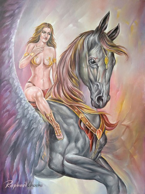 the woman & the flying horse by Raphael Chouha
