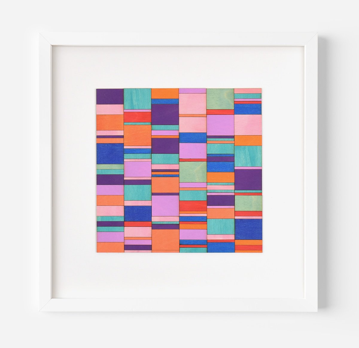 Geometric Abstract Painting By Amelia Coward, 21 X 21, Abstract Purple Blocks, Original Artwork