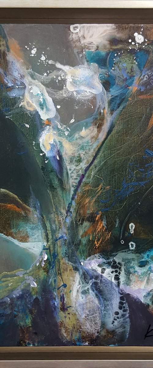 Dark Green And Orange Semi Abstract Still Life By O KLOSKA by Kloska Ovidiu