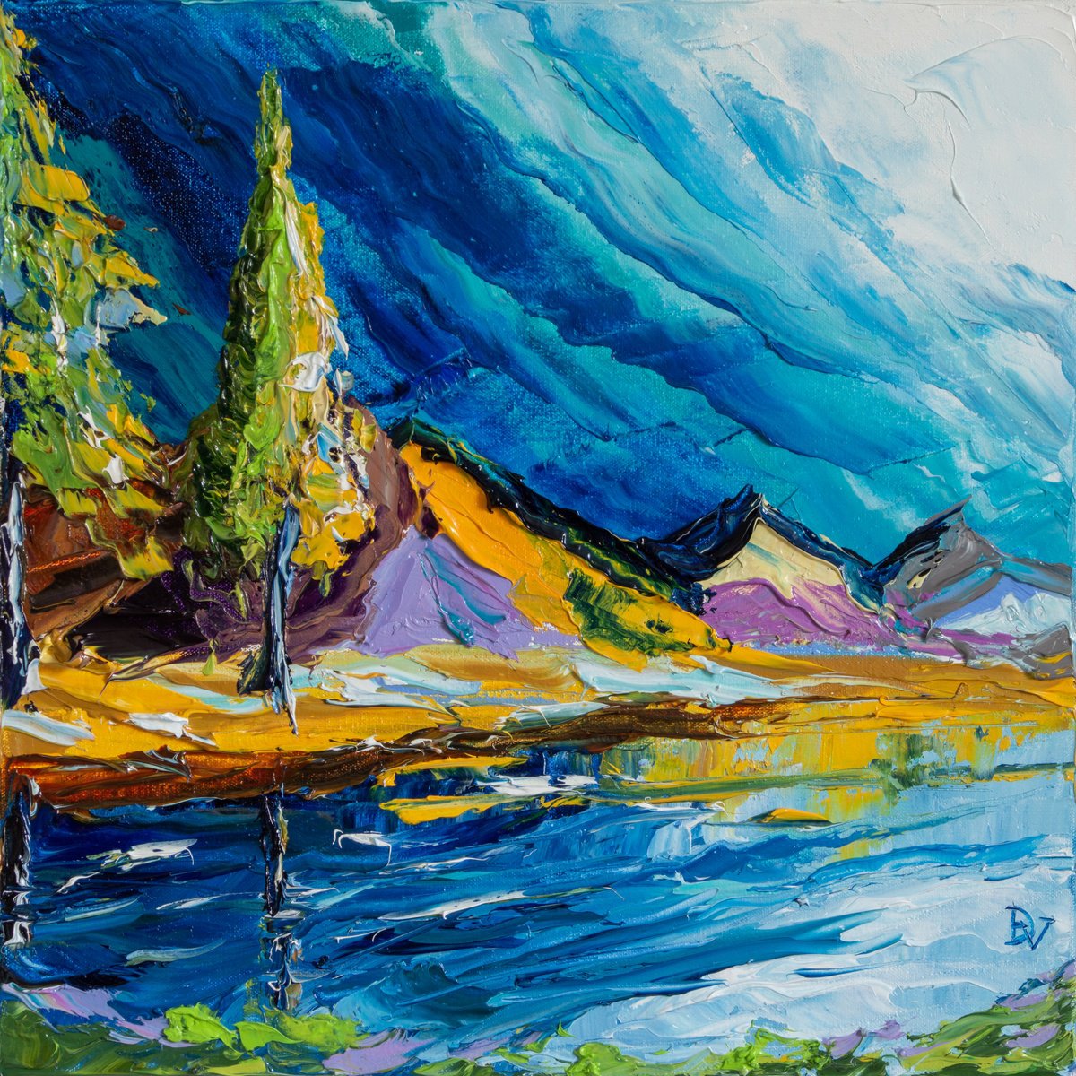 Impressionistic Landscape Oil Painting By Vladyslav Durniev, 12 X 12", In The Northern Land, Original Artwork