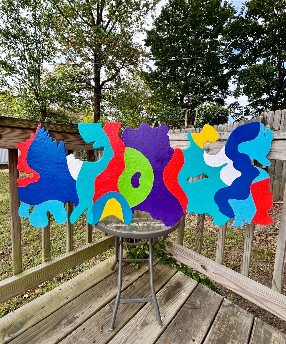 Geometric Abstract Painting By Daniel Goodman, 42 X 18, Galloping Neuroses, Original Artwork