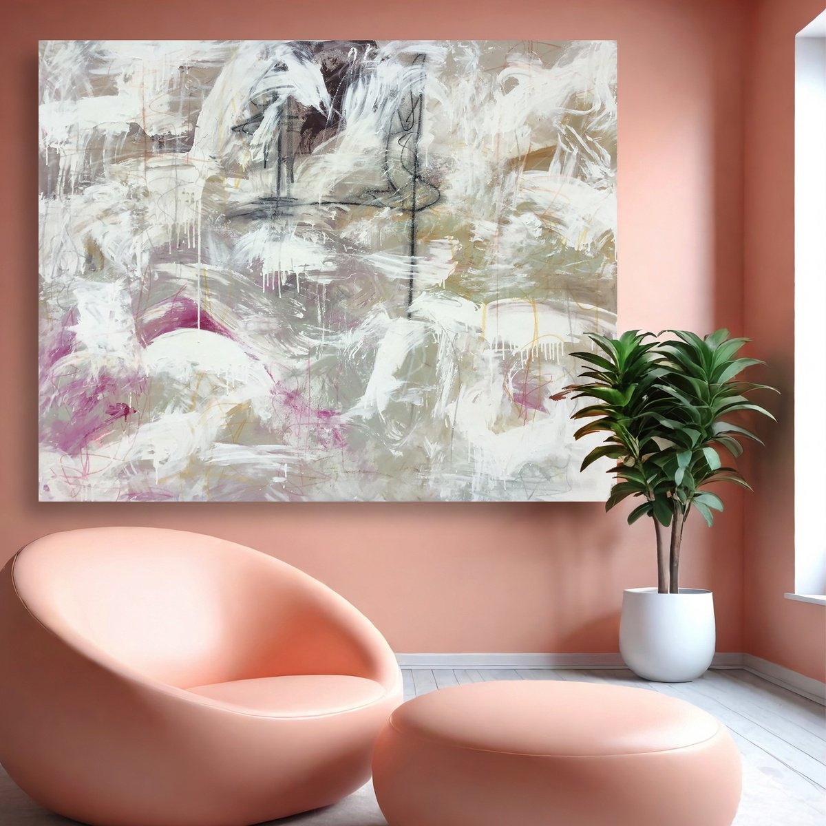 Abstract Acrylic Painting By Lynne Godina-Orme, 60 X 48", Make Today Count, Original Artwork