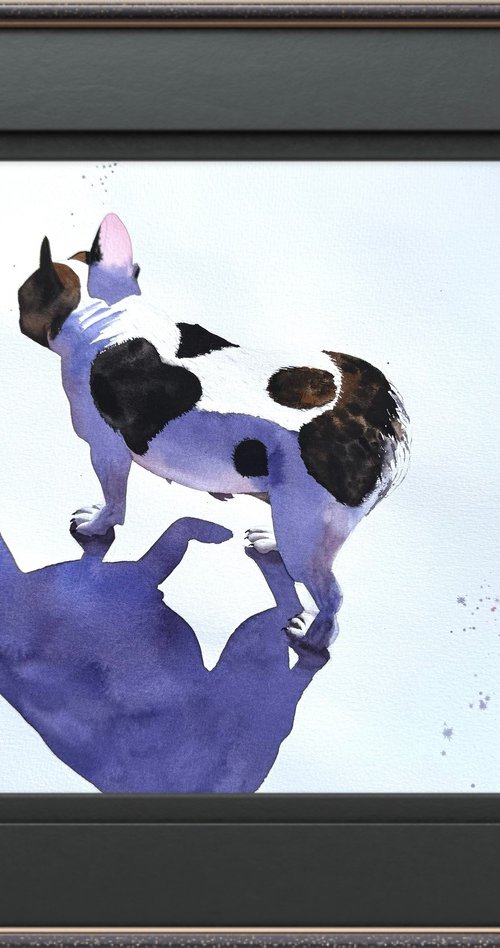 Black White Dog French Bulldog by Yuliia Sharapova