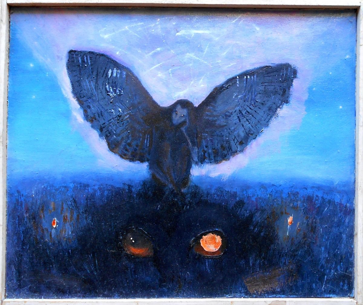 Surrealistic Oil Painting , Dark Spirit On The Fields By Fosco Culto, 24 X 21, Artwork For Sale On Artfinder