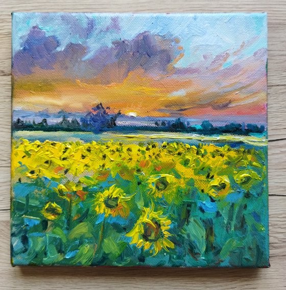 Landscape with sunflowers