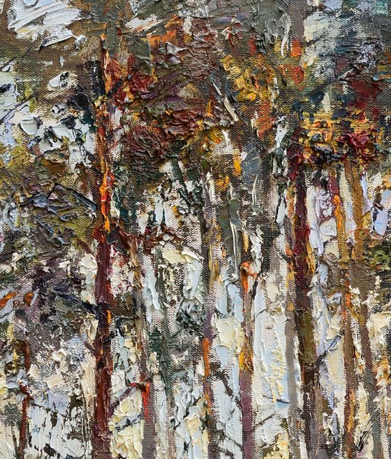 Autumn pine forest - Landscape painting