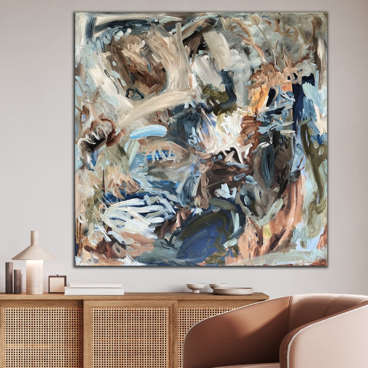 Organic Abstract Acrylic Painting By Kylie Sams, 48 X 48", Call Of The Wild, Original Artwork