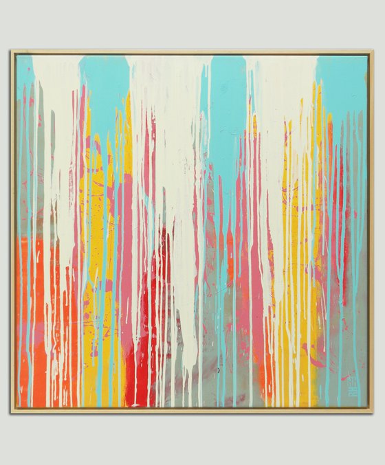 Tip Top Drips - iIncl. Wooden Frame - 95 x 95 cm - Ronald Hunter 4M