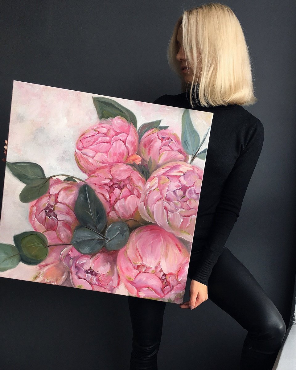 Peony Bouquet By Anna Lyashenko, 24 X 24, Artwork For Sale On Artfinder