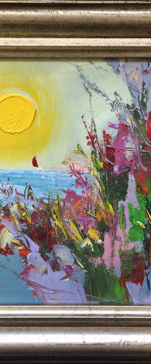 'AUTUMN BEACH' OIL PAINTING ON CANVAS FRAMED READY TO HANG by Ewa Czarniecka